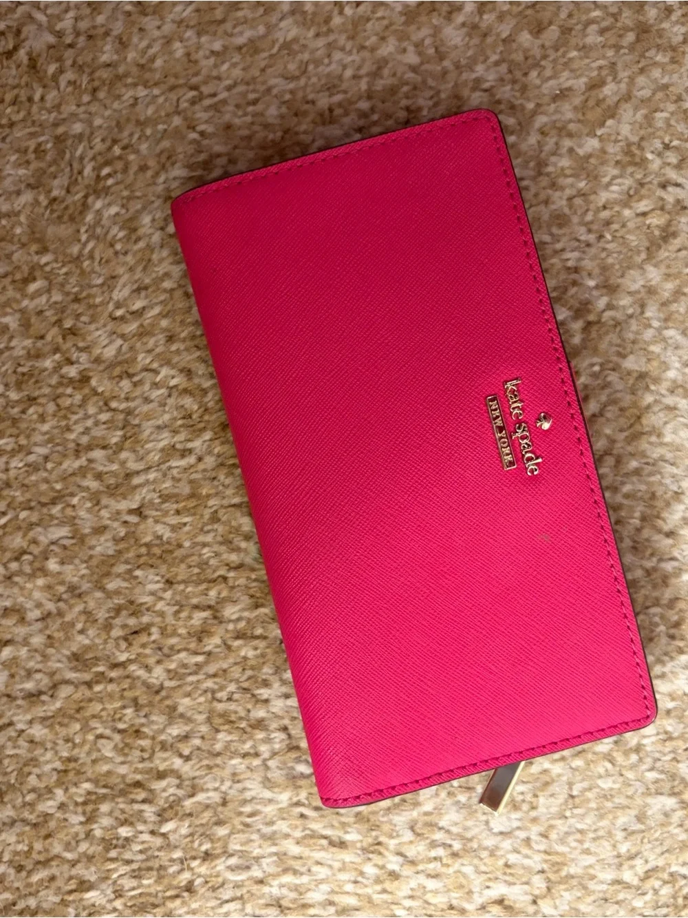kate spade hot pink crossbody bag with gold hardware and wallet
